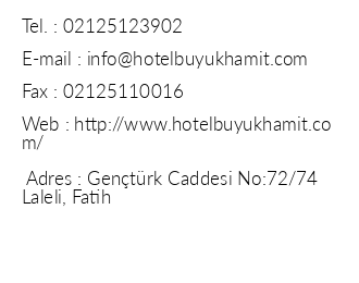Hotel Byk Hamit iletiim bilgileri